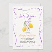 Invitation Baby shower citron pourpre (Devant)