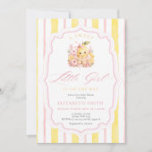 Invitation Baby Shower Citron Rayures Bébé Fille (Devant)
