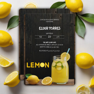 Invitation Baby shower citron rustique
