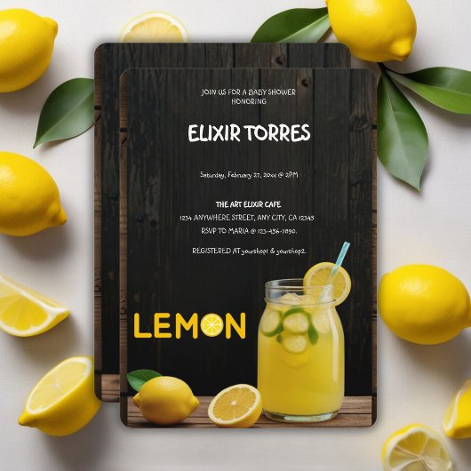 Invitation Baby shower citron rustique