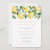 Invitation Baby shower Citrons, Bébé Fille Douce Sur Le Chemi (Devant)