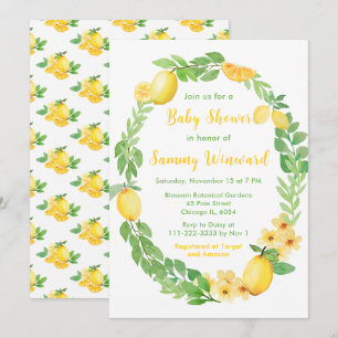 Invitation Baby Shower Citrons et Feuillage