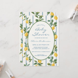 Invitation Baby Shower citrons vintage