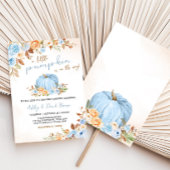 Invitation Baby shower Citrouille à fleurs à automne bleu