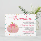 Invitation Baby shower Citrouille Aquarelle rose (Debout devant)