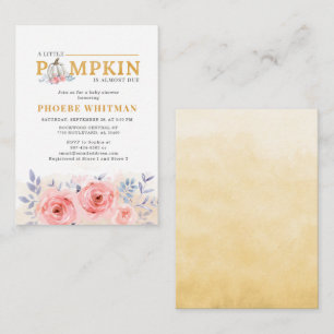 Invitation Baby Shower Citrouille Aquarelle Roses