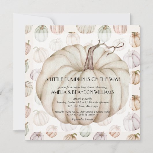 Invitation Baby shower Citrouille blanc (Devant)