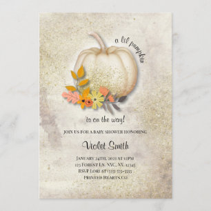 Invitation Baby shower Citrouille blanc avec Parti