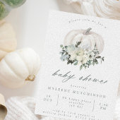 Invitation Baby shower Citrouille blanc et fleurs