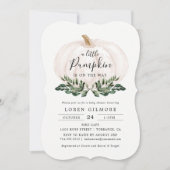 Invitation Baby shower Citrouille blanc rustique (Devant)
