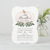 Invitation Baby shower Citrouille blanc rustique (Debout devant)