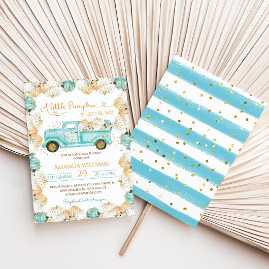 Invitation Baby shower Citrouille bleu