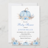 Invitation Baby shower Citrouille bleu (Devant)