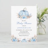 Invitation Baby shower Citrouille bleu (Debout devant)