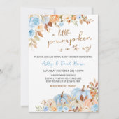 Invitation Baby shower Citrouille bleu automne (Devant)