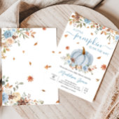 Invitation Baby shower Citrouille bleu automne