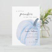 Invitation baby shower Citrouille bleu garçon (Debout devant)