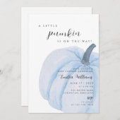 Invitation baby shower Citrouille bleu garçon (Devant / Derrière)