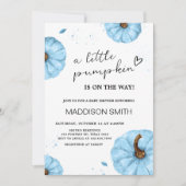 Invitation Baby shower Citrouille bleu minimaliste Automne (Devant)
