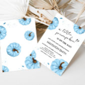 Invitation Baby shower Citrouille bleu minimaliste Automne