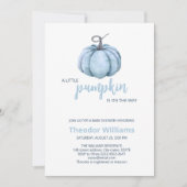 Invitation Baby shower Citrouille bleu | Thème aut (Devant)