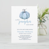 Invitation Baby shower Citrouille bleu | Thème aut (Debout devant)