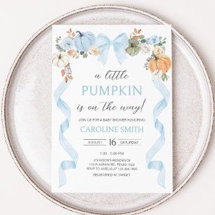 Invitation Baby shower Citrouille Blue Bow