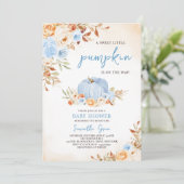 Invitation Baby shower Citrouille Blue Little (Debout devant)