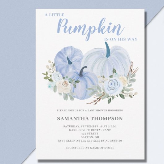 Invitation Baby shower Citrouille Blue Little