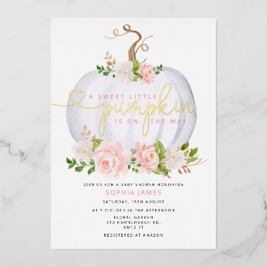 Invitation baby shower Citrouille Blush (Recto)