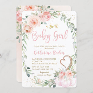 Invitation Baby shower citrouille Blush Rose Floral Wreath Gi