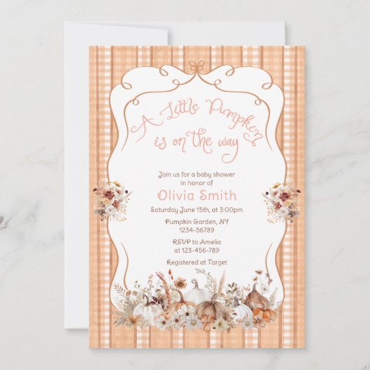 Invitation Baby shower Citrouille Boho Automne (Devant)