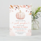 Invitation Baby shower Citrouille Boho Bohemian Polka Dot (Debout devant)