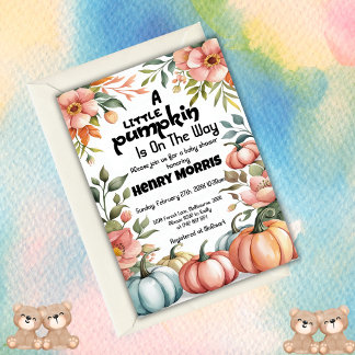Invitation Baby shower Citrouille Boho Budget