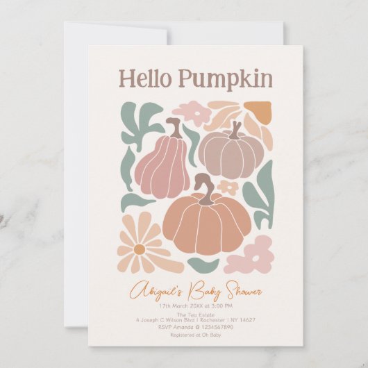 Invitation Baby shower Citrouille Boho Fall (Devant)