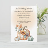 Invitation Baby shower Citrouille Boho Pastel (Debout devant)