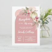 Invitation Baby shower Citrouille Boho rose (Debout devant)
