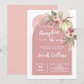 Invitation Baby shower Citrouille Boho rose (Devant / Derrière)