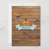 Invitation baby shower citrouille bois rustique (Dos)