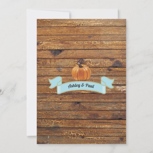 Invitation baby shower citrouille bois rustique (Dos)