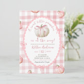 Invitation Baby shower Citrouille Bow Pink En vichy (Debout devant)