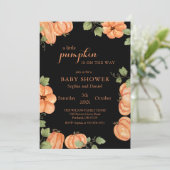 Invitation Baby shower Citrouille Chic Black Fall (Debout devant)