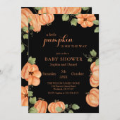 Invitation Baby shower Citrouille Chic Black Fall (Devant / Derrière)