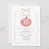 Invitation Baby shower Citrouille Coquette Pink Bow (Devant)