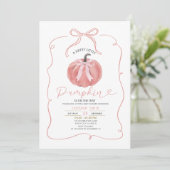 Invitation Baby shower Citrouille Coquette Pink Bow (Debout devant)
