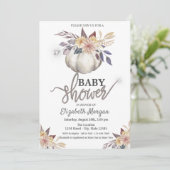 Invitation Baby shower Citrouille d'aquarelle (Debout devant)