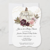 Invitation Baby shower Citrouille d'aquarelle florale de Bour (Devant)