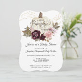 Invitation Baby shower Citrouille d'aquarelle florale de Bour (Debout devant)