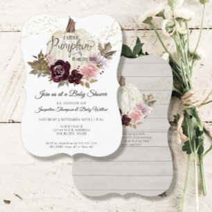 Invitation Baby shower Citrouille d'aquarelle florale de Bour