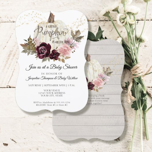 Invitation Baby shower Citrouille d'aquarelle florale de Bour